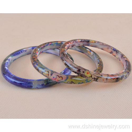 Plastic Bangle With Patterns Printed Resin Bangles For Women